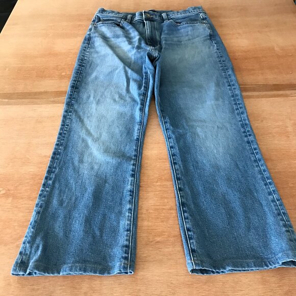 Uniqlo Flared Slim Jeans Women 29 Blue High Rise Kaihara Fabric Medium Wash - Picture 1 of 13